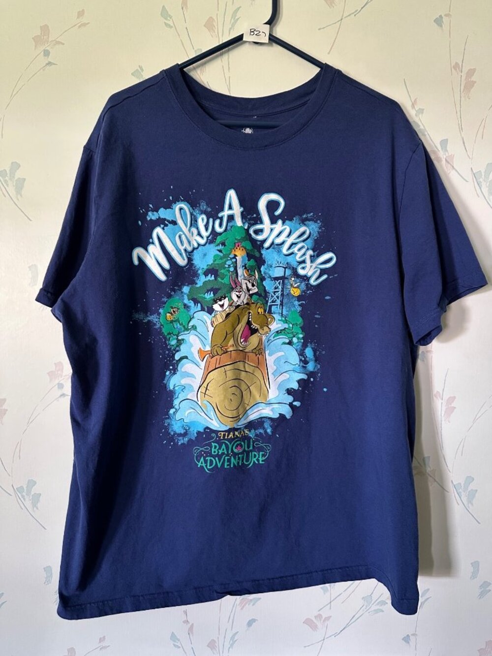 Disney Tianas Bayou Adventure "Make A Splash" Graphic T-Shirt XXL Navy Blue